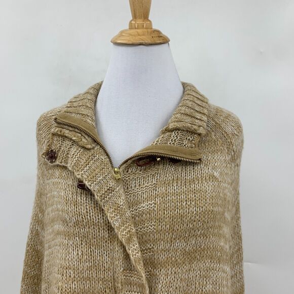 Guess Knit Acrylic Poncho Sweater Womens XS/S Toggle Buttons Zip Up Shawl Collar - Picture 3 of 16